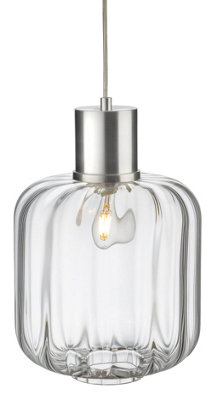 Luminosa Eton Pendant Light Aluminium with Clear Glass