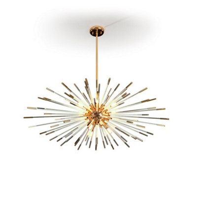 Luminosa Evasian Pendant Light Spherical, Shiny Gold -Amber, 9x G9