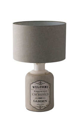 Luminosa Factory Ceramic Table Lamp With Fabric Shade, Beige, E27