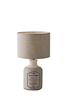 Luminosa Factory Ceramic Table Lamp With Fabric Shade, Beige, E27