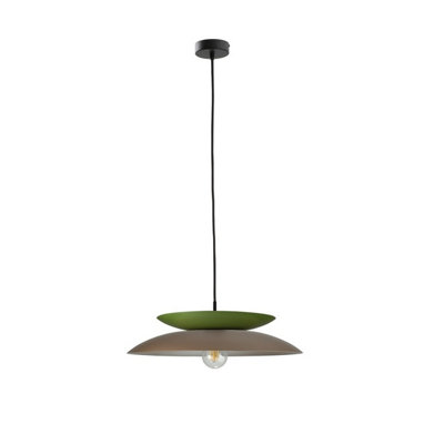 Luminosa Ferro Dome Pendant Ceiling Light Brown, Green 1x E27