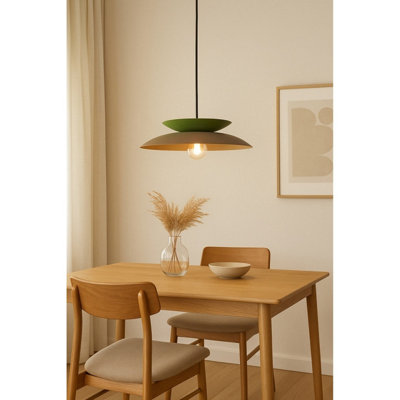 Luminosa Ferro Dome Pendant Ceiling Light Brown, Green 1x E27
