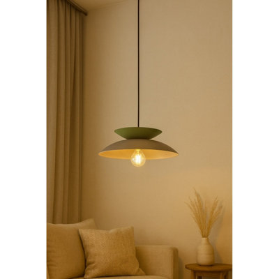 Luminosa Ferro Dome Pendant Ceiling Light Brown, Green 1x E27