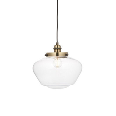 Luminosa Finale Pendant Ceiling Light Antique Brass Plate & Clear Glass