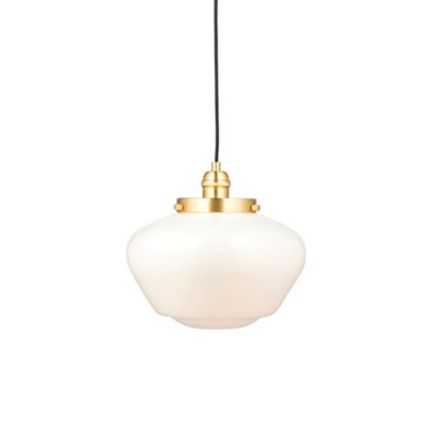 Luminosa Finale Pendant Ceiling Light Brass Plate & Opal Glass
