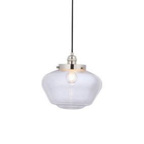 Luminosa Finale Pendant Ceiling Light Bright Nickel Plate & Clear Glass