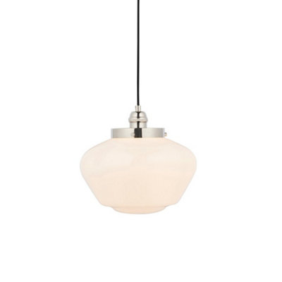 Luminosa Finale Pendant Ceiling Light Bright Nickel Plate & Opal Glass