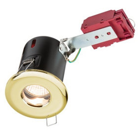Luminosa Fire-Rated Shower Downlight Brass, 230V IP65 GU10 IC