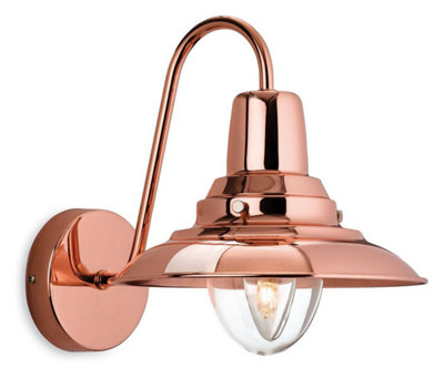 Luminosa Fisherman 1 Light Indoor Dome Wall Light Copper, Clear Glass, E14