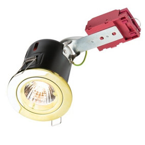 Luminosa Fixed GU10 IC Fire-Rated Downlight in Brass, 230V 50W