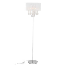 Luminosa Floor Lamp White 3 Light  with White Cloth Shade, E14