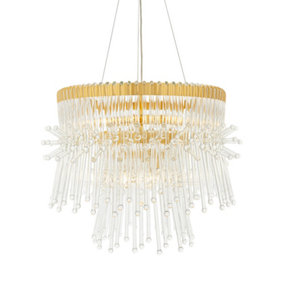 Luminosa Florence 9 Light Ceiling Pendant Polished Gold Plated Finish With Clear Glass