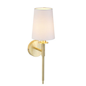 Luminosa Florence Wall Lamp Satin Brass Plate & Vintage White Fabric
