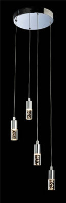 Luminosa Focus LED 4 Light Cluster Pendant Chrome, Clear Acrylic Bubble Shade