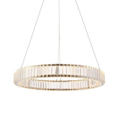 Luminosa Foggia Single Pendant Ceiling Lamp, Chrome Plate, Crystal