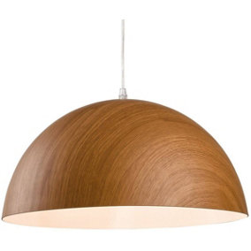 Luminosa Forest 1 Light Dome Ceiling Pendant Brown Wood, E27