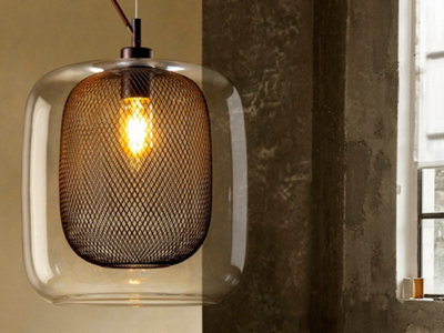 Luminosa Fox Pendant Light Cylindrical, Chocolate 1x E27 - UK Stock