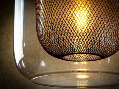 Luminosa Fox Pendant Light Cylindrical, Chocolate 1x E27 - UK Stock