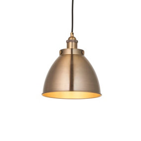 Luminosa Franklin Single Pendant Ceiling Lamp, Antique Brass Plate