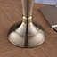 Luminosa Freya Table Lamp Antique Brass Plate & Charcoal Grey Silk 1 Light IP20 - E27