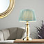 Luminosa Freya Table Lamp Antique Brass Plate & Fir Silk 1 Light IP20 - E27
