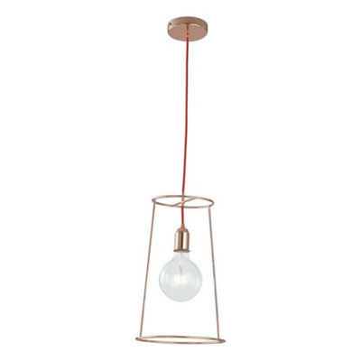 Luminosa FRIDA Wire Frame Pendant Ceiling Light Pink Gold 25x42.5cm
