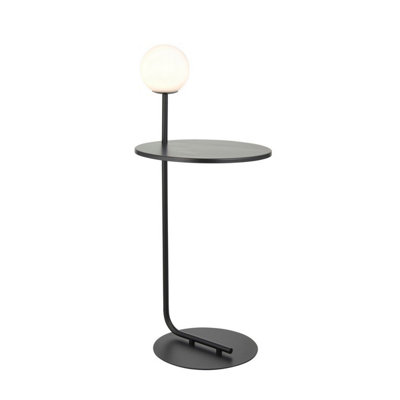 Luminosa Frosinone Complete Floor Lamp, Matt Black, Matt Opal Glass