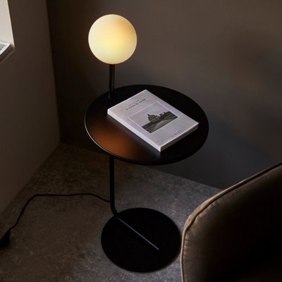 Luminosa Frosinone Complete Floor Lamp, Matt Black, Matt Opal Glass