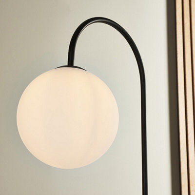Luminosa Frosinone Floor Lamp Satin Black Paint & Matt Opal Glass