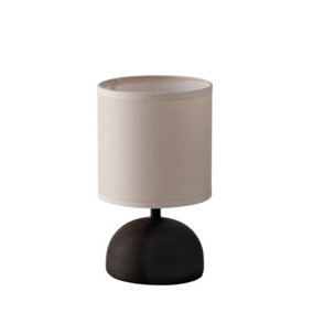 Luminosa Furore Ceramic Table Lamp With Fabric Shade, Brown, White, E14