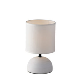 Luminosa Furore Ceramic Table Lamp With Fabric Shade, White, E27