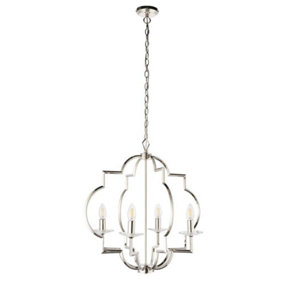 Luminosa Garland 4 Light Ceiling Pendant Polished Nickel & Clear Crystal Glass, E14