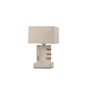 Luminosa Gea Wood Table Lamp With Shade, Fabric Shade