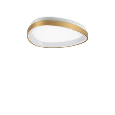 Luminosa Gemini 42.5cm LED Integrated LED Semi Flush Ceiling Light Brass 2700K