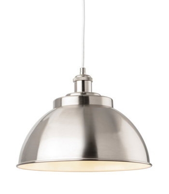 Luminosa Genoa Industrial Dome Pendant Light Brushed Steel