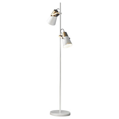 Luminosa Gerik Task Floor Lamp White, Aged Brass Paint