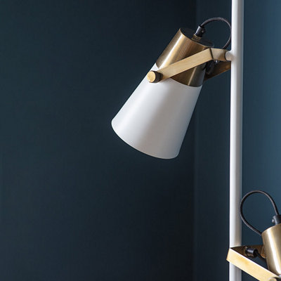 Luminosa Gerik Task Floor Lamp White, Aged Brass Paint