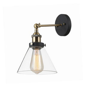 Luminosa Getan Industrial, Retro 1 Light Dome Wall Lamp, E27