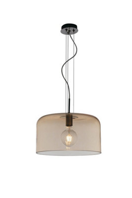 Luminosa GIBUS Cylindrical Pendant Ceiling Light Amber 35x20cm