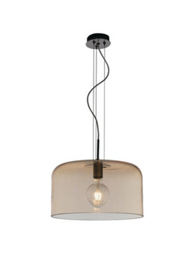 Luminosa Gibus Glass Dome Ceiling Pendant, Amber, E27