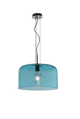 Luminosa Gibus Glass Dome Ceiling Pendant, Blue, E27