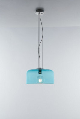 Luminosa Gibus Glass Dome Ceiling Pendant, Blue, E27