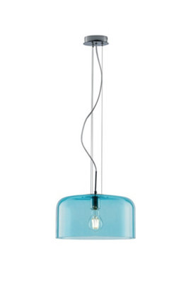 Luminosa Gibus Glass Dome Ceiling Pendant, Blue, E27