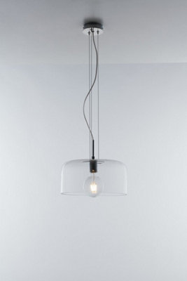 Luminosa Gibus Transparent Glass Dome Pendant, Clear, E27