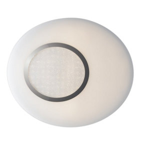 Luminosa Gioia LED Round Flush Decorative Ceiling Lamp, White, Chrome, 4000K