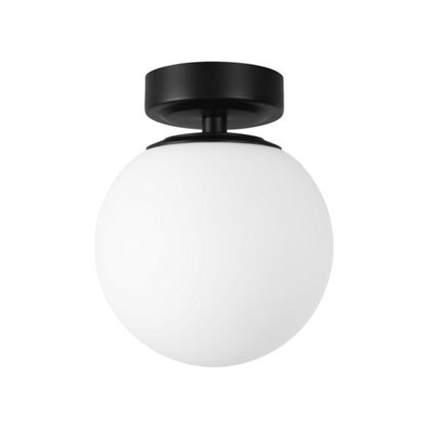 Luminosa Giro 2 Globe Ceiling Light Black, Opal, IP44