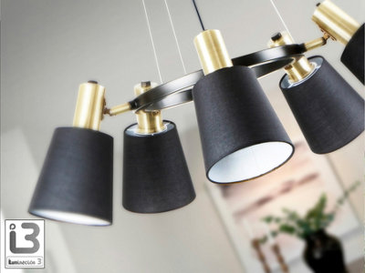 Luminosa Gisela Multi Arm Pendant Ceiling Light Black, Brass 5xE27 - UK Stock