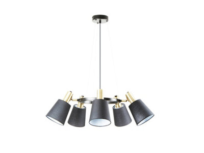 Luminosa Gisela Multi Arm Pendant Ceiling Light Black, Brass 5xE27 - UK Stock