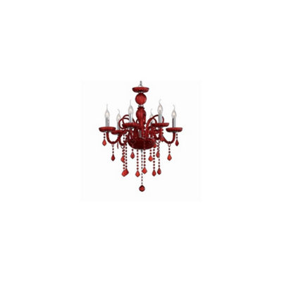 Luminosa Giudecca  6 Light Chandelier Red Finish, E14