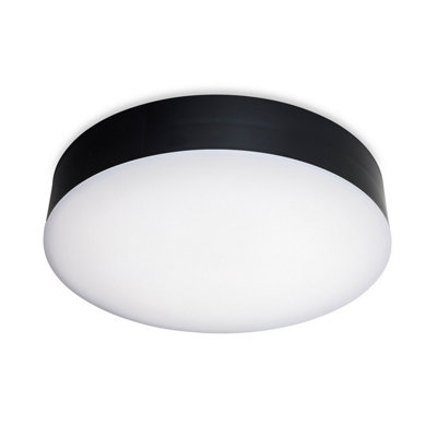Luminosa Glaze LED Resin Flush Ceiling Fitting Black with White ...